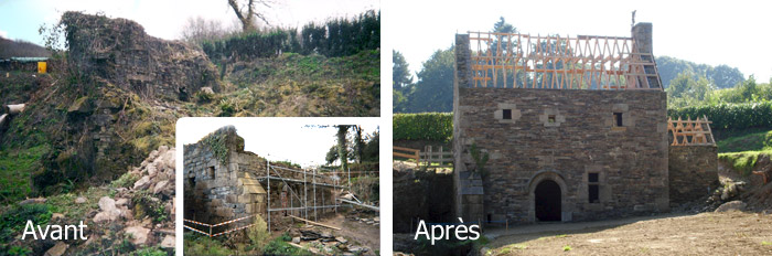 Reconstruction d'un moulin avant-après