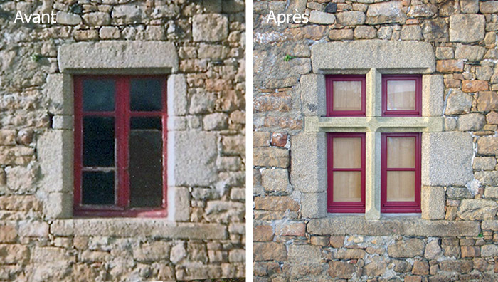 Restauration pose de meneaux sur fenêtre