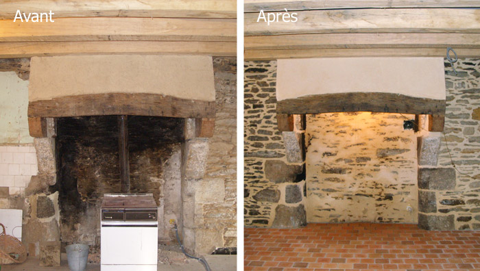 Restauration d'une cheminée ancienne dans une cuisine